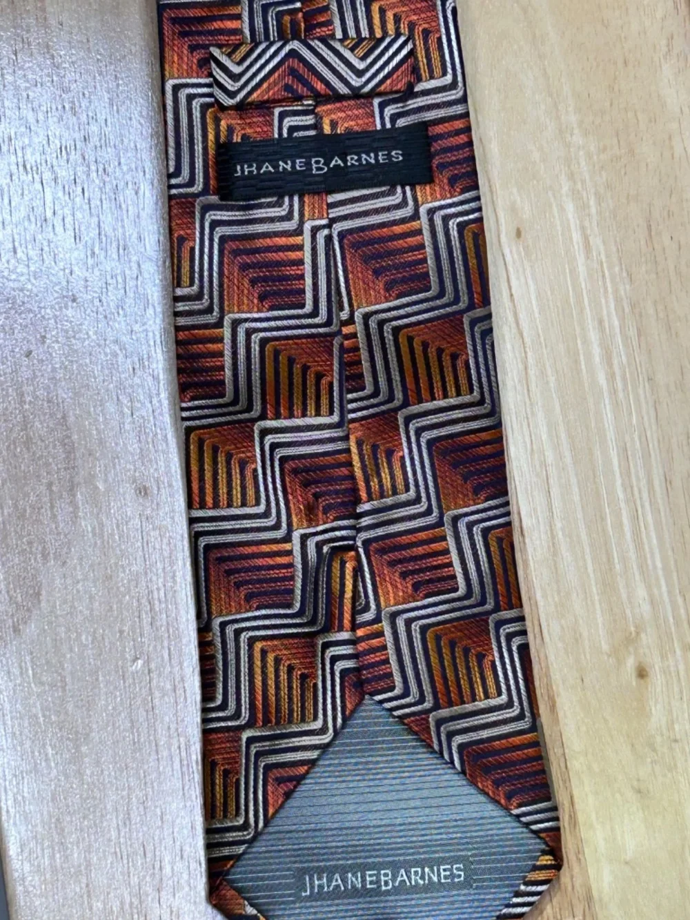 Jhane Barnes Handmade 100% Silk Woven Tie Multicolor Geometric